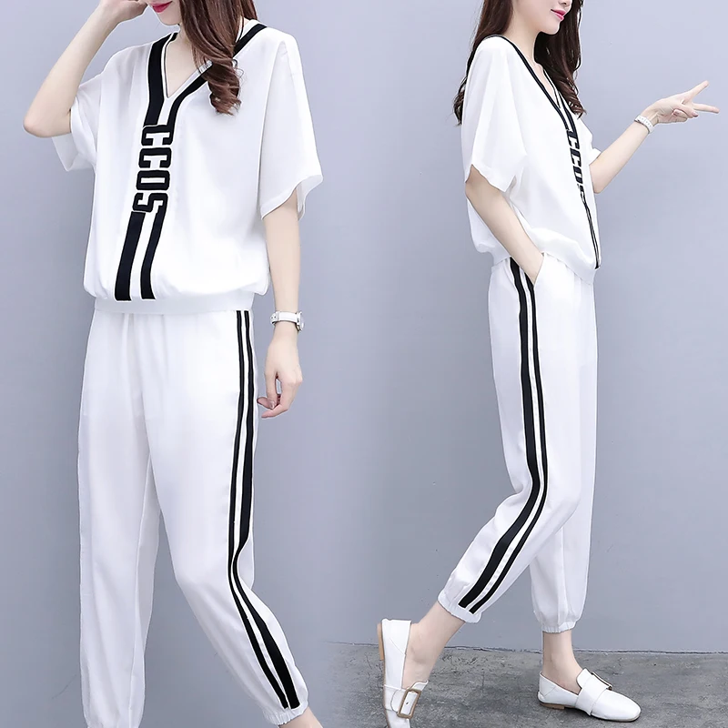 Модный летний женский спортивный костюм из двух предметов Conjunto Feminino Ensemble Femme
