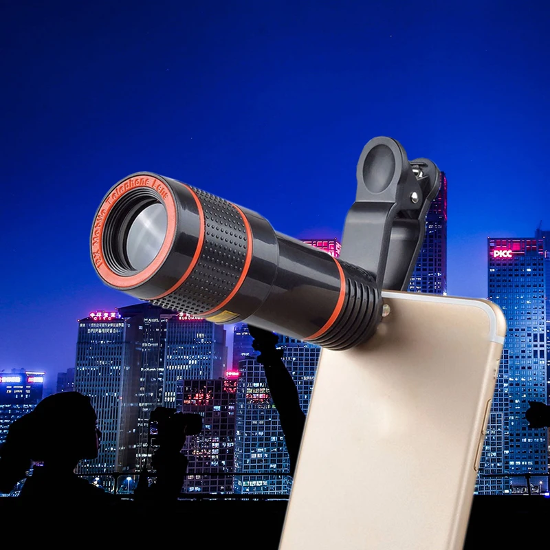 Портативный Clip on 12x зум телескопический объектив для мобильного телефона