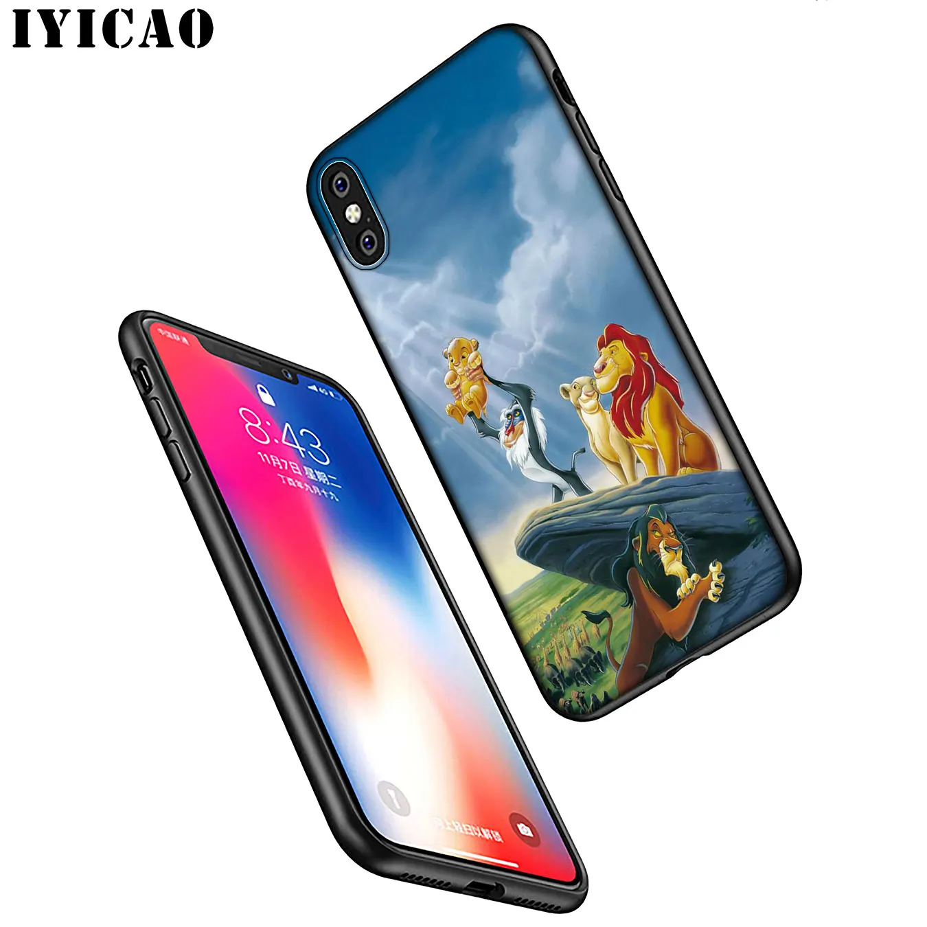 IYICAO Hakuna Matata Lion King Soft Silicone Phone Case for iPhone XR X XS 11 Pro Max 6 6S 7 8 Plus 5 5S SE TPU Black Cover |