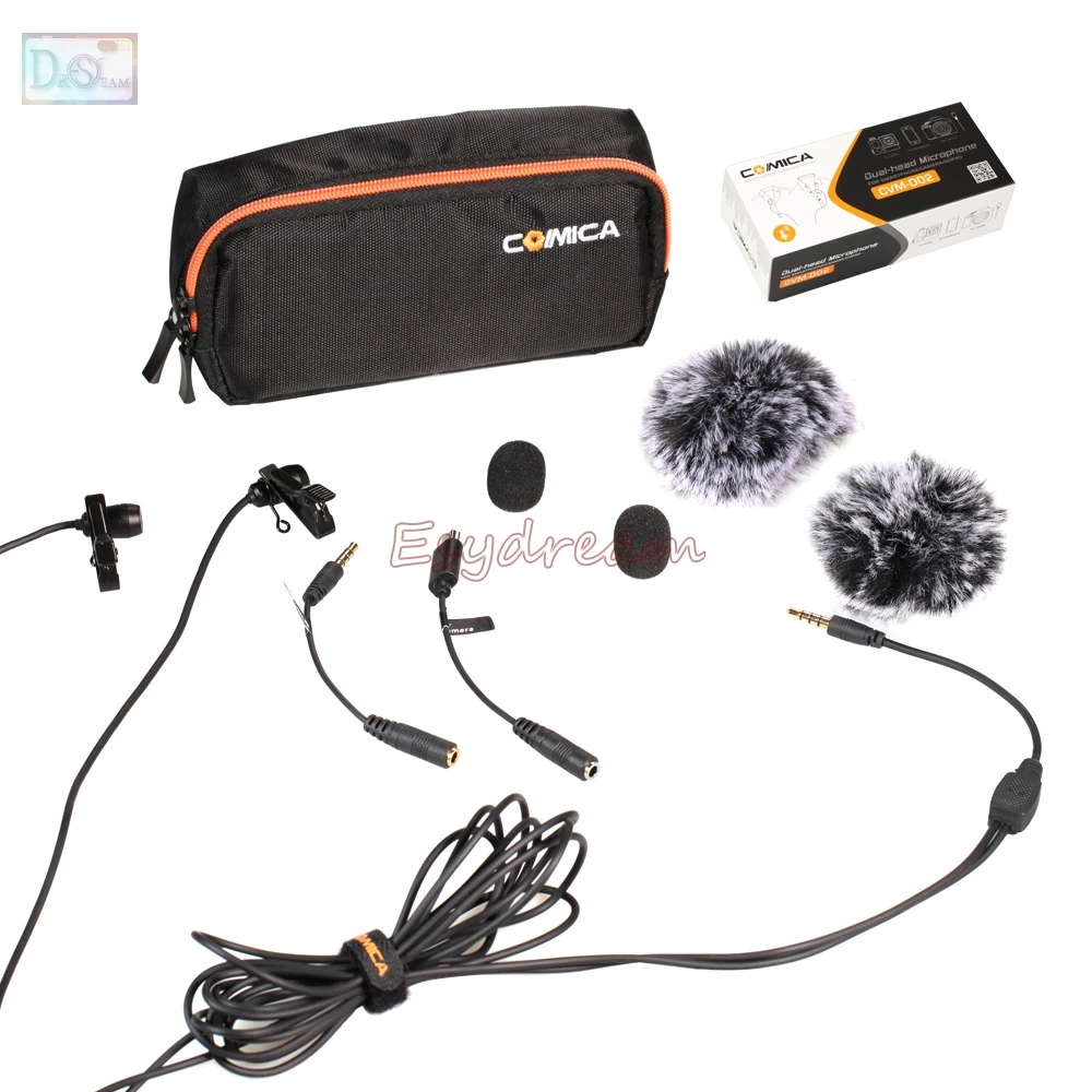 

COMICA 6M Dual-head Lavalier Microphone Omnidirectional Condenser Mic for DSLR Camera Smartphone GoPro Interview Youtube CVM-D02