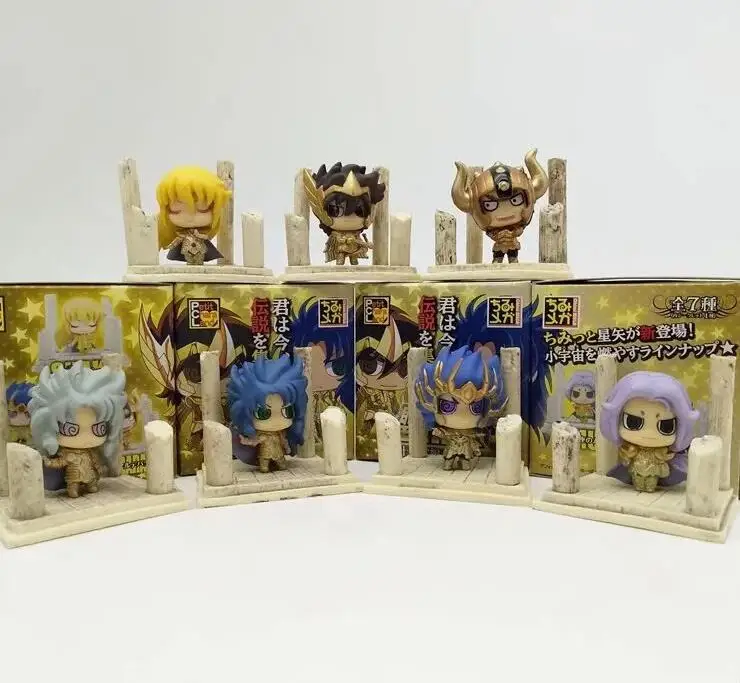 

7pcs/set Cute Japan Anime Gold Saint Seiya knights of the zodiac PVC Action Figure Collectible Model Toys