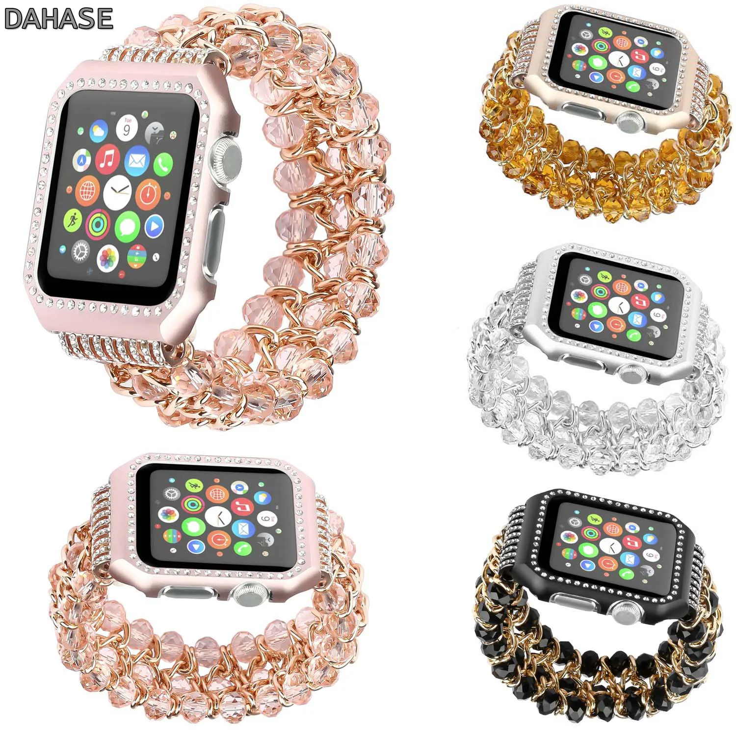 Браслет цепочка с бусинами DAHASE Jewel для часов Apple 38/42 мм ремешок на запястье iWatch Series