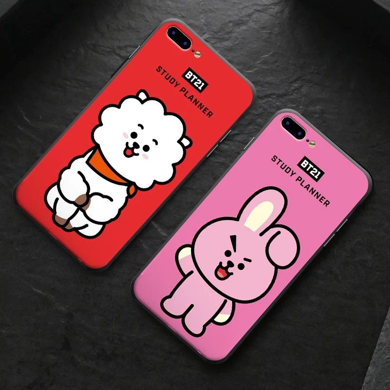 Bangtan Boys BTS BT21 Kawaii Phone Case Soft Frame Hard Back Cover For iPhone X 8 8Plus 7 7Plus 6 6S Plus |