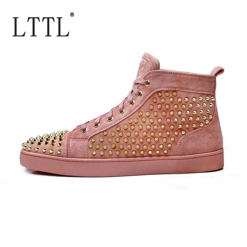 LTTL Classic Fashion High Top Men Sneakers Shoes Casual Rivet Studded Flats Mens Trainers Lace Up Ankle Boots Spiked | Обувь