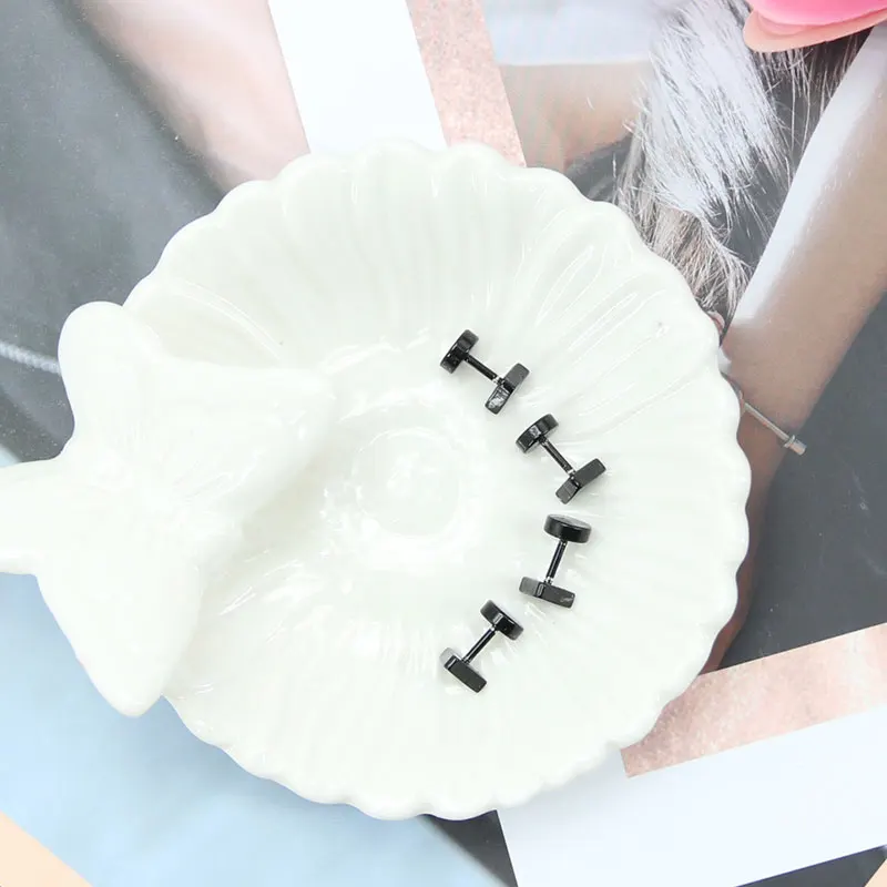 4 шт.. черные шт. серебряные серьги из нержавеющей стали женские мужские Штанги