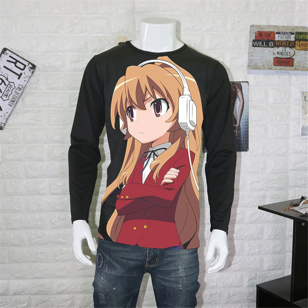 Косплей новый аниме Toradora Тигр дракон футболка мужская с длинным рукавом мода