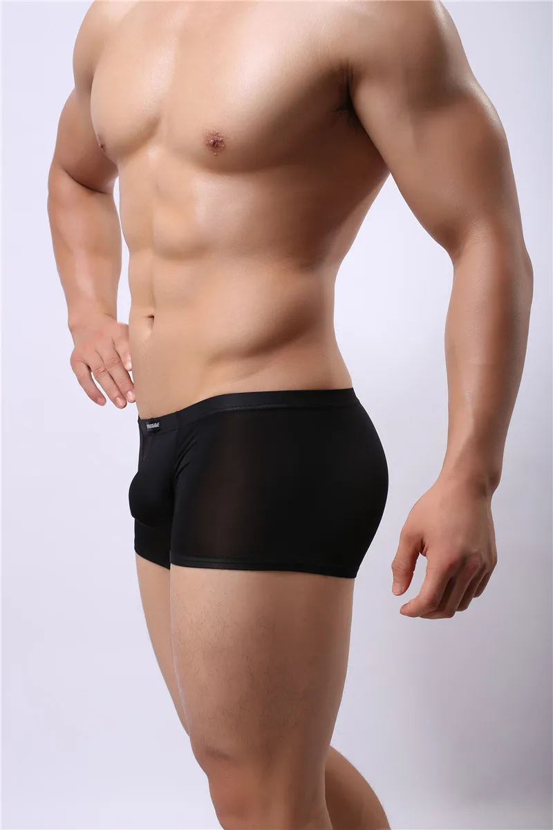 Мужские трусы боксеры Сетчатое нижнее белье сексуальные Cueca дышащие нейлоновые