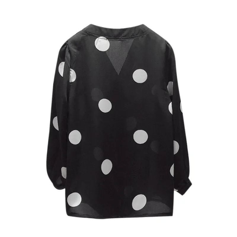 

Polka Dot Print Chiffon Blouse Top Women Work Office Shirt Temperament Casual Long Sleeve V-Neck Blouses Shirts New Arrival