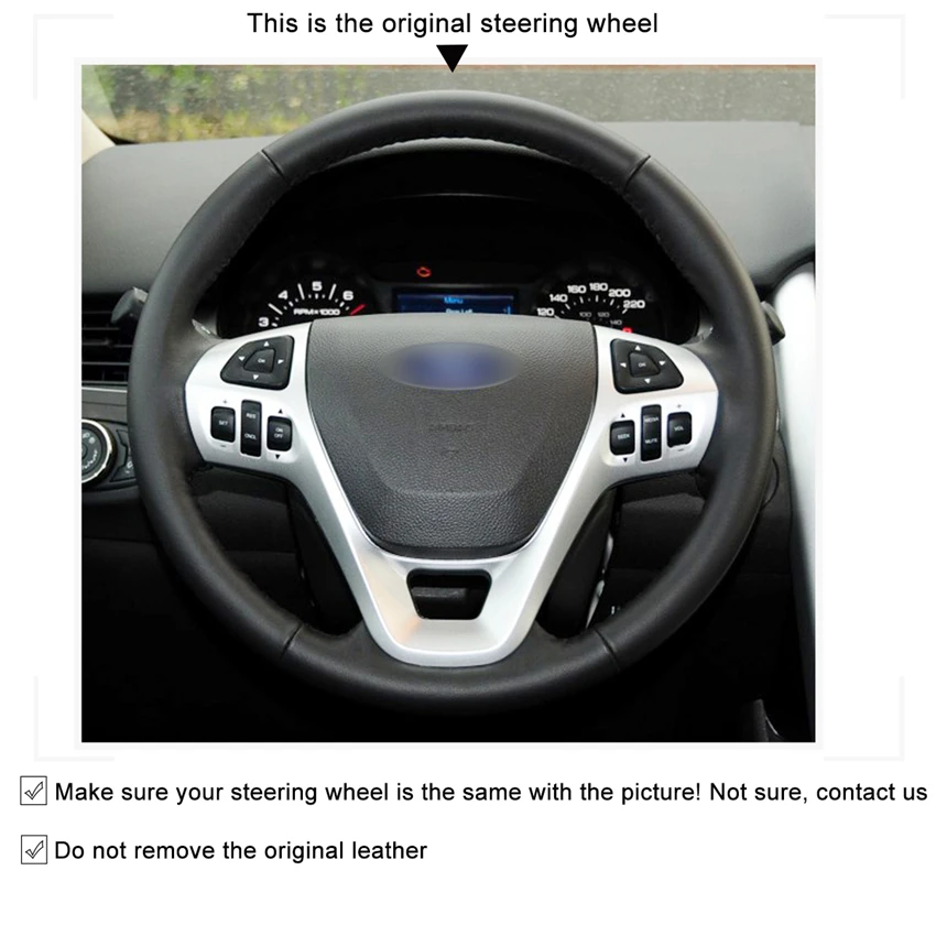MEWANT черный чехол рулевого колеса автомобиля из натуральной кожи для Ford Edge 2011-2014