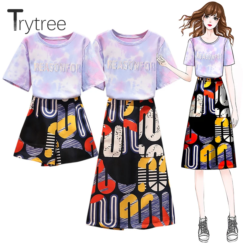 Летний женский комплект из двух предметов Trytree 2020 модный Камуфляжный топ +