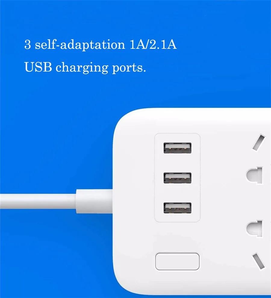 Оригинальный удлинитель питания Xiaomi Mijia Mi 2 А 3 USB порта для быстрой зарядки 6