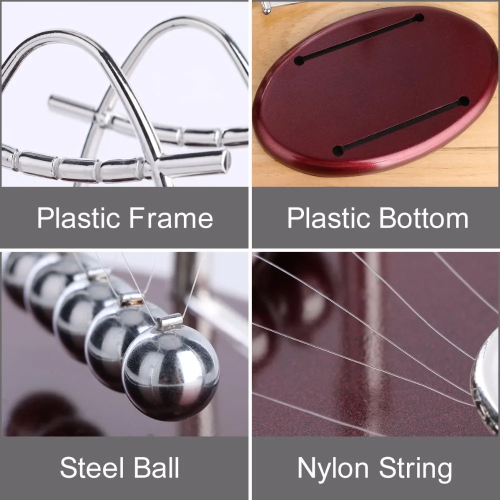Characteristic Newtons Cradle Hot sale Newton Pendulum Red plastic base Steel ball Kids Educational Toy Desk Home Decor NC-A-S | Дом и сад