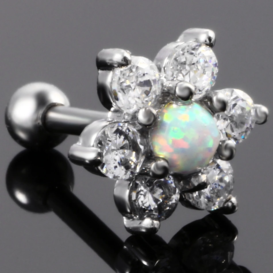 1 шт. поддельные серьги для пирсинга ушной хрящ каффы с опалом и кристаллом|body