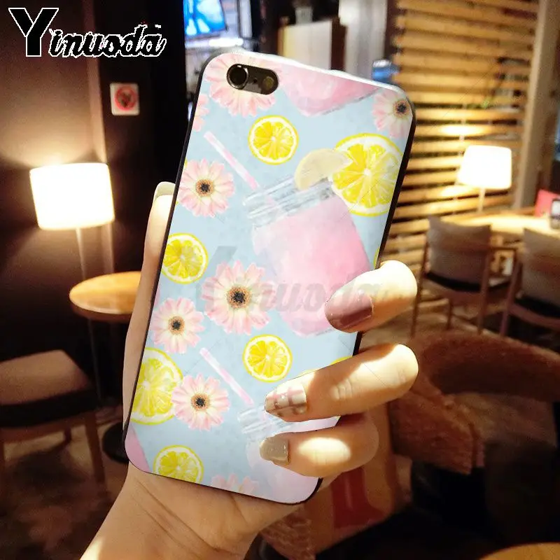 Yinuoda LEMON FRUIT Soft silicone black Phone accessories Case for iPhone 8 7 6 6S Plus X XS MAX 5 5S SE XR Mobile Cover | Мобильные