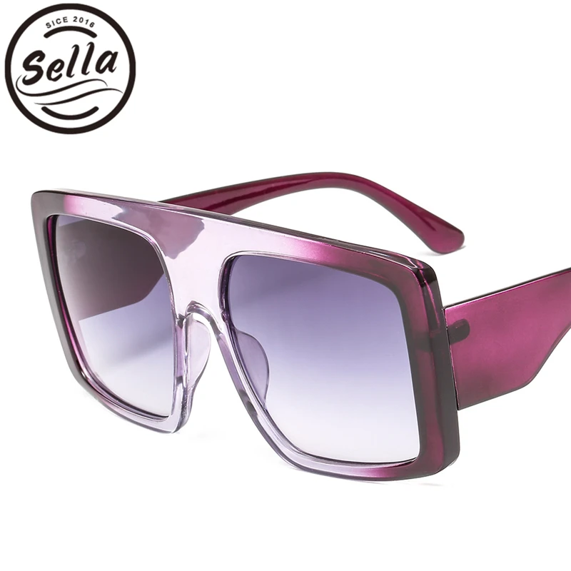 Sella Европейский стиль негабаритных Квадратные Солнцезащитные очки для женщин