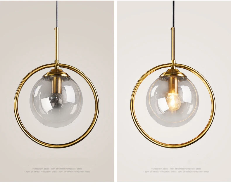 Modern single-head dining room bedroom living indoor pendant light clear bubble glass ball lamp AC110V 220V 240V | Лампы и освещение