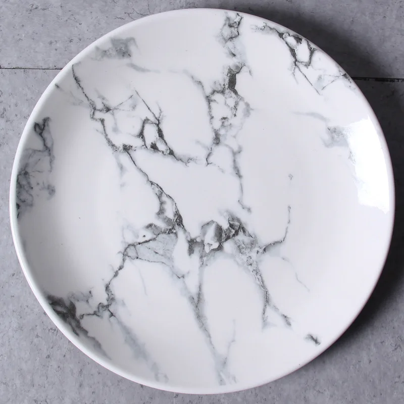 10 inch plate Скандинавском стиле посуда с фактурой мрамора набор простая миска тарелка креативная кружка западное блюдо для стейка - Цвет: 10 inch plate