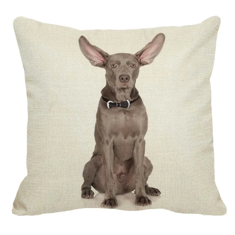 

XUNYU Cute Weimaraner Pattern Linen Pillow Case Home Sofa Square Pillow Cover Dog Cushion Cover 45X45cm AC111