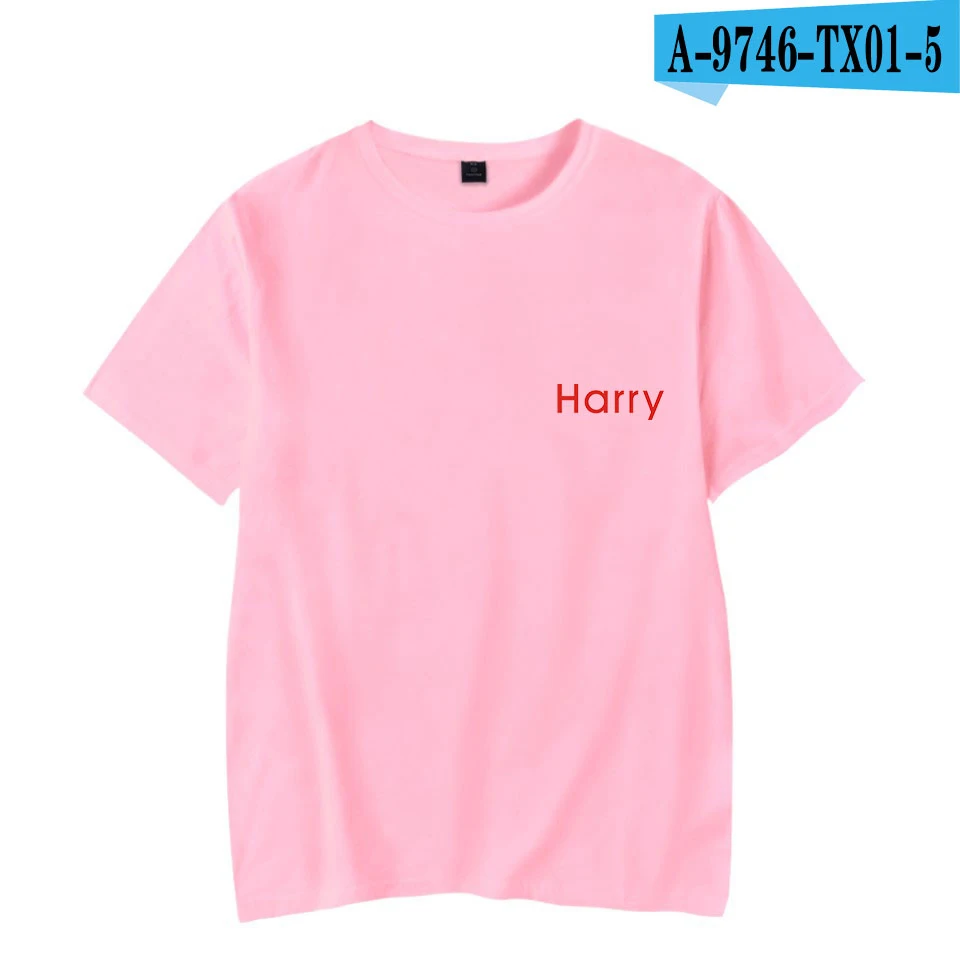 Футболки с надписью «Harry Styles» для женщин, летняя хлопковая футболка унисекс, модная футболка, повседневный топ с круглым вырезом - Цвет: pink