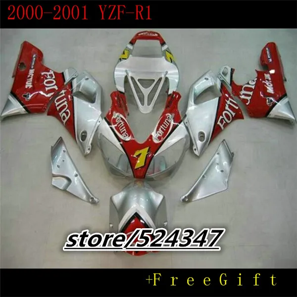 

Hey-Dark red 00-01 YZFR1 00 01 YZF1000 YZF R1 YZF 1000 Fortuna Silver YZF-R1 R1 2000 2001 Fairings for Yamaha