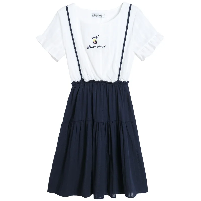 Женское Хлопковое платье ICHOIX повседневное ТРАПЕЦИЕВИДНОЕ ПЛАТЬЕ составного