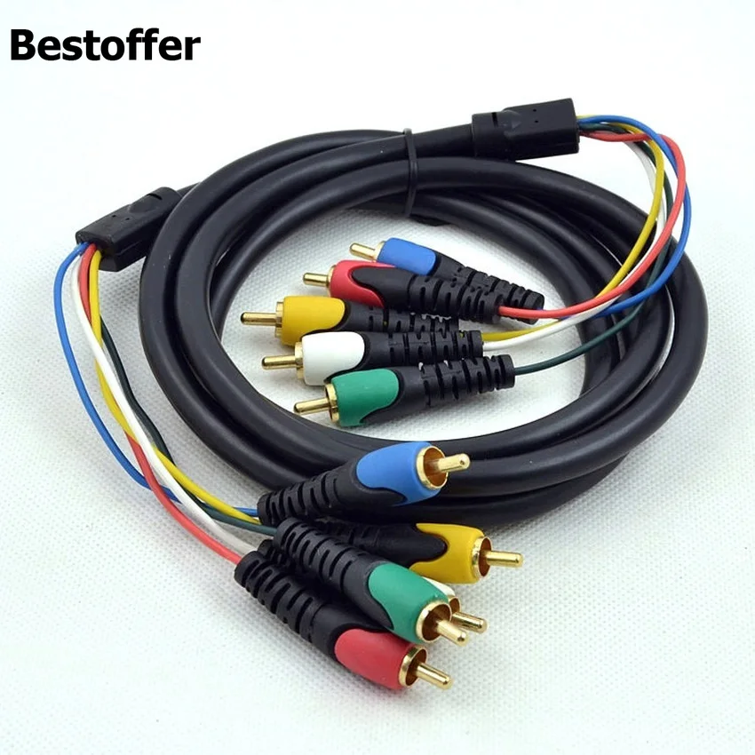 Оптовая продажа 50 шт./упак. 1 8 м 5 RCA аудио видео кабель RGB коаксиальный A/V m/M