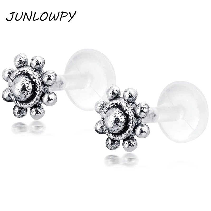 JUNLOWPY Push In Top Bioflex Labret Lip Bar Ring пирсинг Монро ювелирные изделия дерево жизни Круглый
