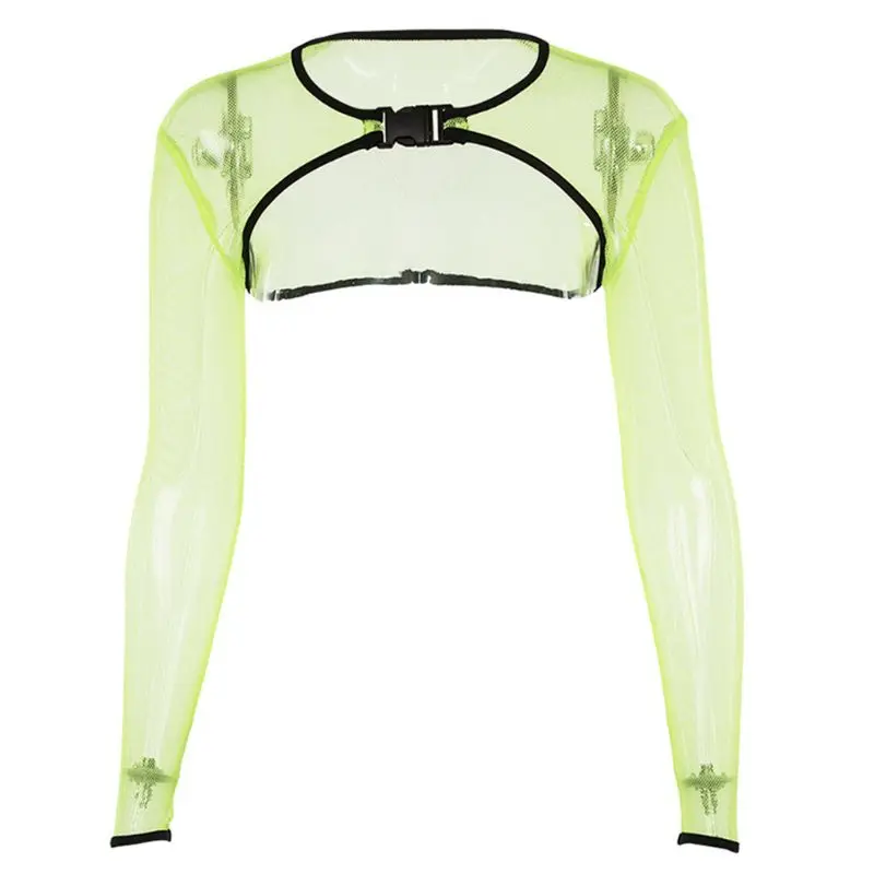 Женская сексуальная открытая сетчатая летняя одежда с длинным рукавом для рук