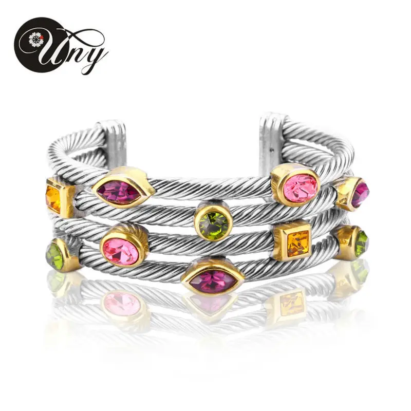 

UNY Bracelet Multi Twisted Cable Wire Bangle Vintage Fashion Bangles Free Ship Unique Designer Brand Christmas Cuff Bracelets