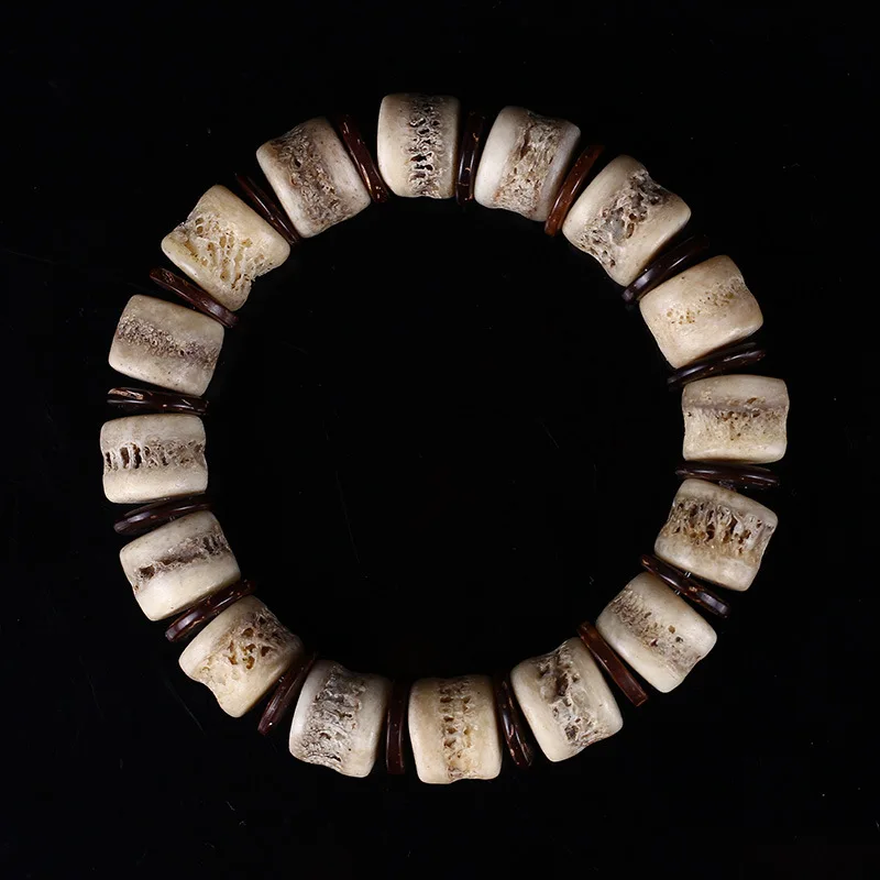 

Natural Tibet yak bone cover, retro GABA beads, bracelet, natural ornaments
