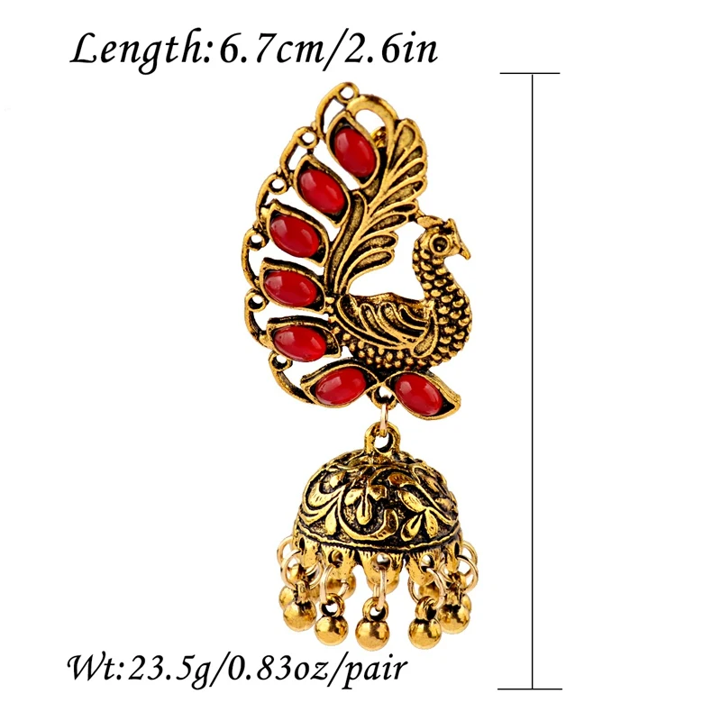 OIQUEI цыганские индийские Jhumka ювелирные изделия Богемия этнические золотые металлические в форме птиц Большие колокольчики Висячие серьги для женщин pendientes Mujer
