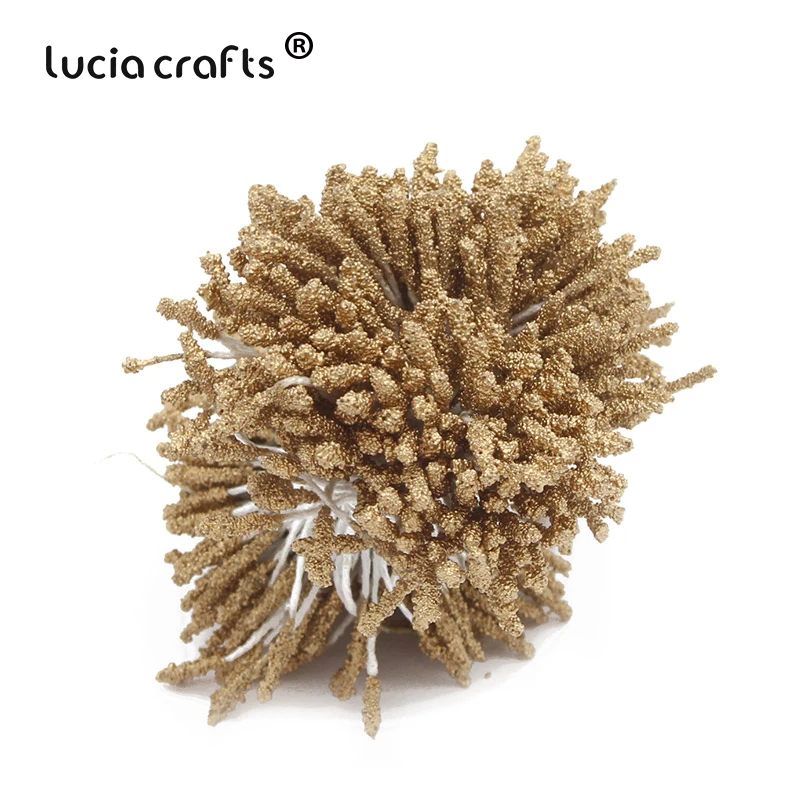Lucia crafts, 144 шт, 3 мм, Двойные наконечники, стеклянные цветы, тычинки для свадебного украшения, сделай сам, скрапбукинг, венок, поддельные, pist C1204