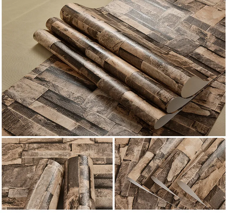 Винтажный многослойный кирпич 3D каменная настенная бумага водонепроницаемый