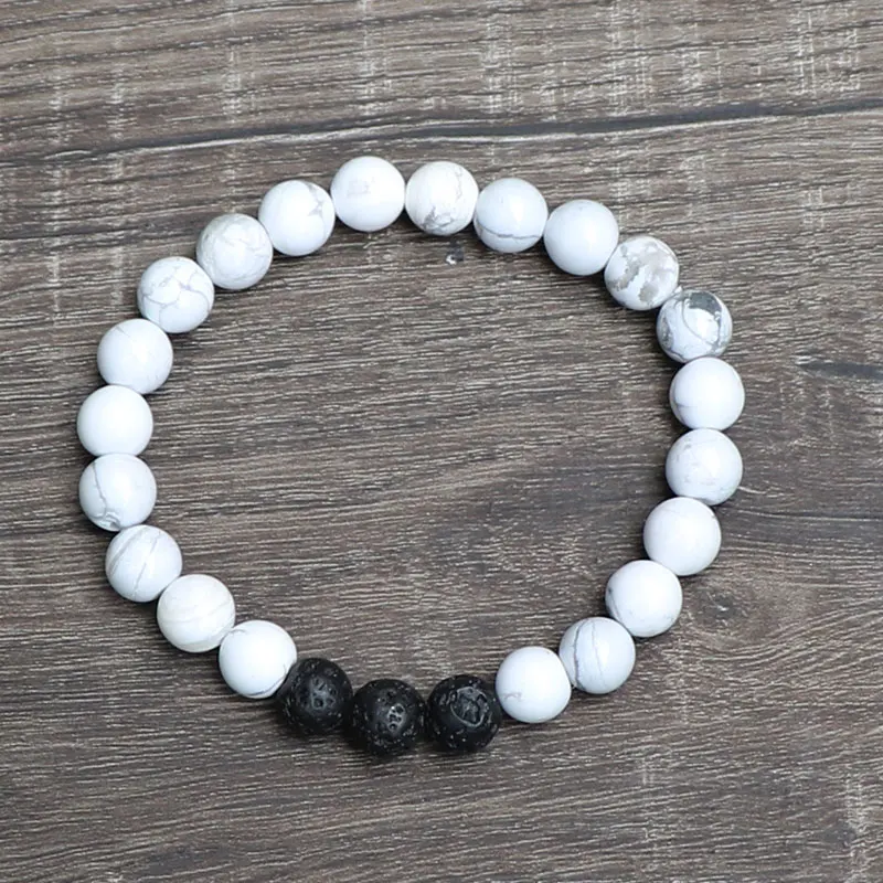 Howlite White Stone Унисекс ювелирные изделия природа Амазонит ляпис-лазурь с вулканической каменная подвеска эфирные масла диффузор браслет для женщин мужчин - Окраска металла: Howlite White Stone