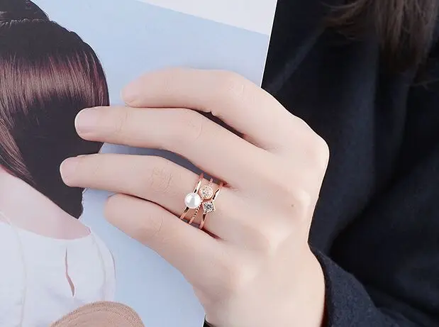 Женские трехслойные открытые Регулируемые кольца из серебра 925 пробы модные с