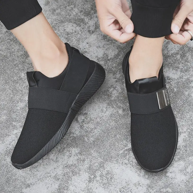 2018 беговые кроссовки Мужские дышащие без шнуровки для бега спорта фитнеса