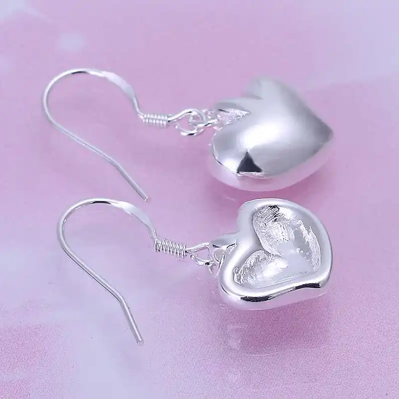 Free shipping 925 sterling silver jewelry earring fine cute peach heart pendant wholesale and retail SMTE111 | Украшения и