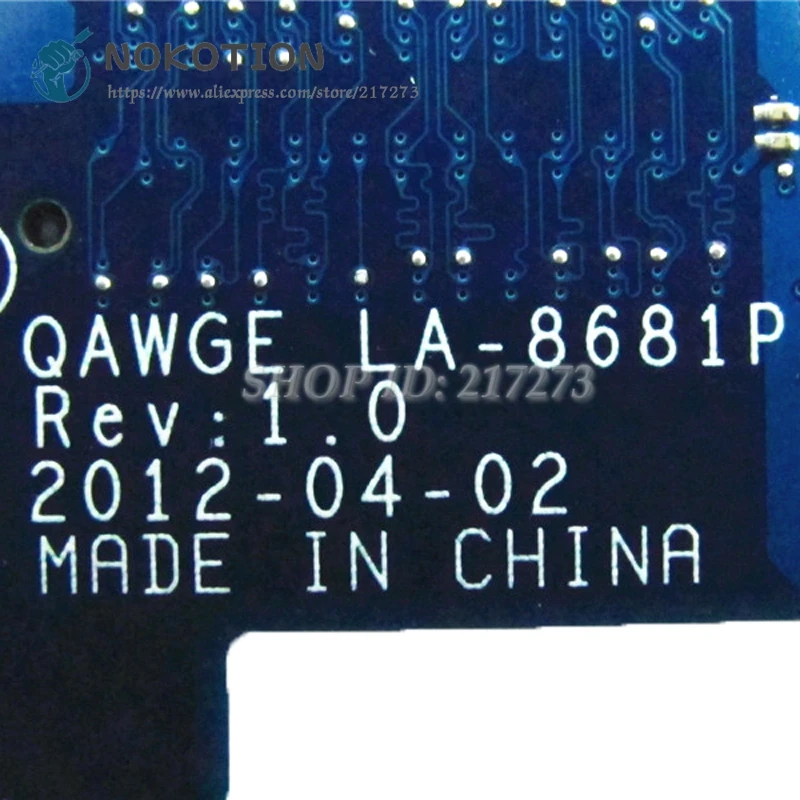 NOKOTION для lenovo G585 N585 Материнская плата ноутбука qawge LA-8681P основная плата с E1200 компьютер на любом транспортном средстве два ram-гнёзда