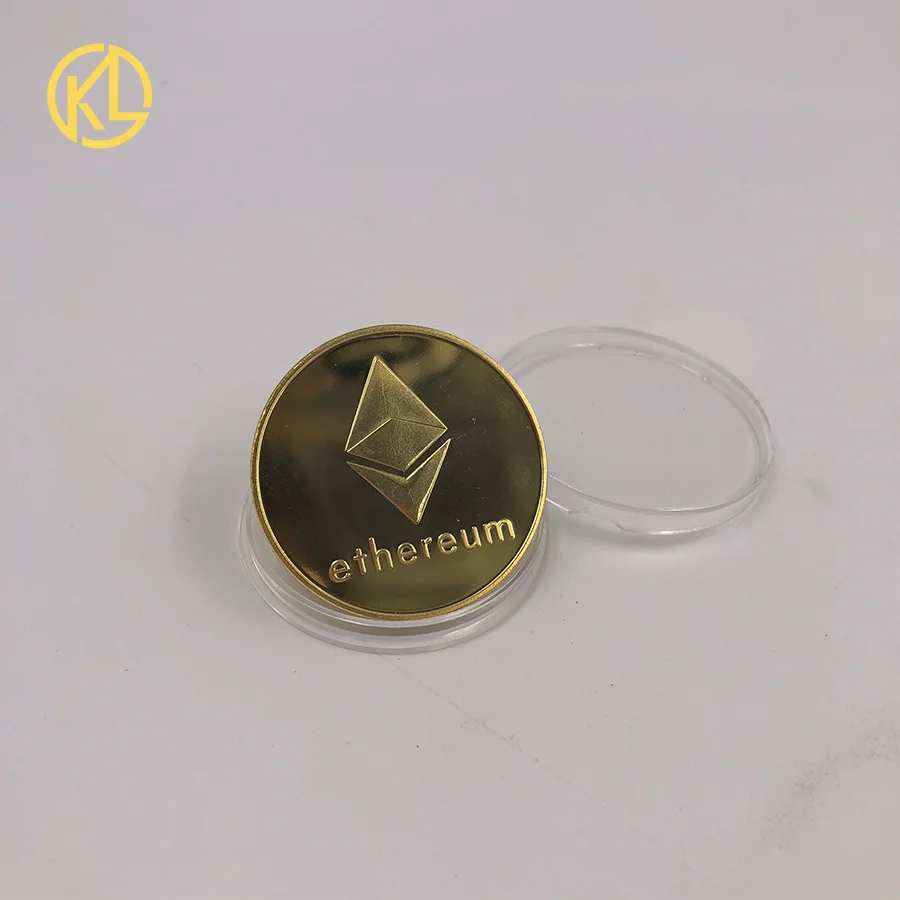 Биткоин с золотым/серебряным покрытием эфириум тиснением стерео Цифровая монета