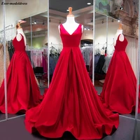 red prom dresses 2021simple long party dress a line backless plus size satin formal party gowns vestidos de festa cheap