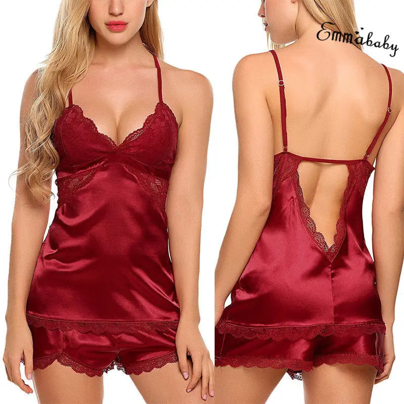 Пикантная летняя кружевная Пижама одежда для сна женщин пижама без рукавов на