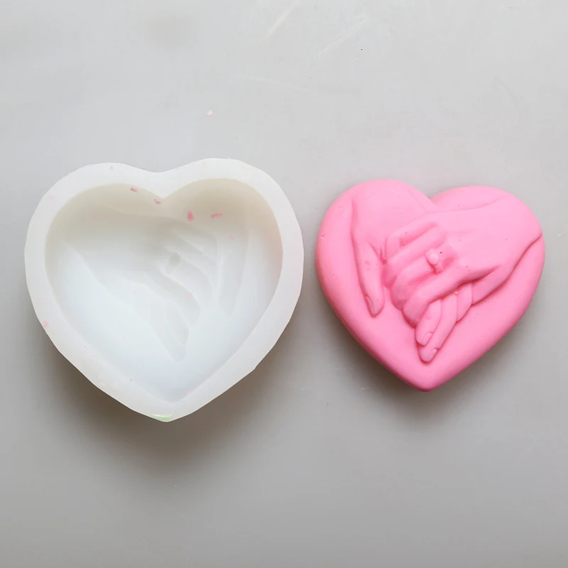 Любовь Сердце рука в руке Sugarcraft украшения торта Мыло Свеча прессформы для