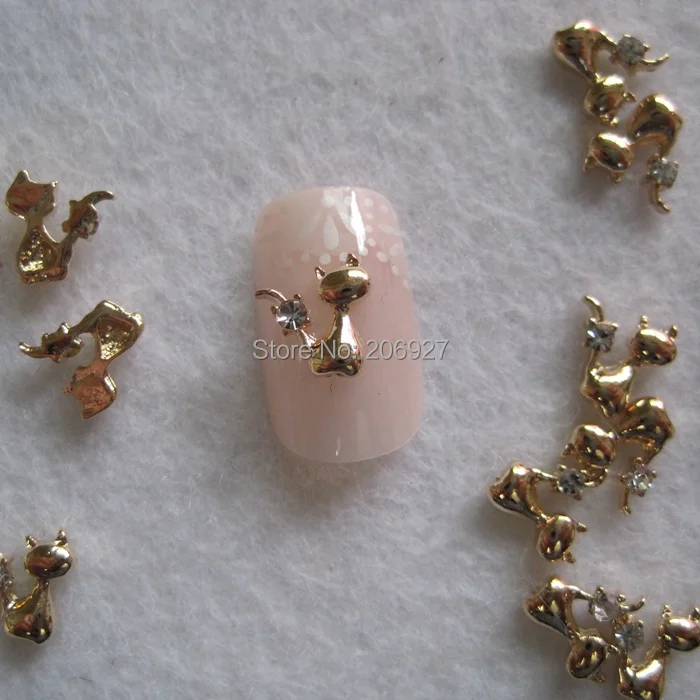 10 шт. металлические подвески в виде кошки|charms nail art|nail artrhinestones gold |