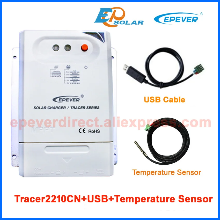 Контроллер солнечной батареи MPPT Tracer2210CN 20 а 12 в 24 + датчик температуры|Солнечные