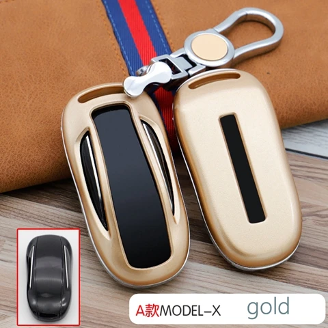 with keychain gold Автомобильный чехол для ключей ABS с карманом для Tesla модель X чехол для ключей аксессуары для ключей - Название цвета: with keychain gold