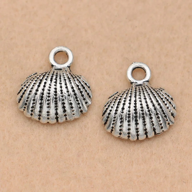 5 шт. античные посеребренные подвески в виде ракушки Подвески для изготовления