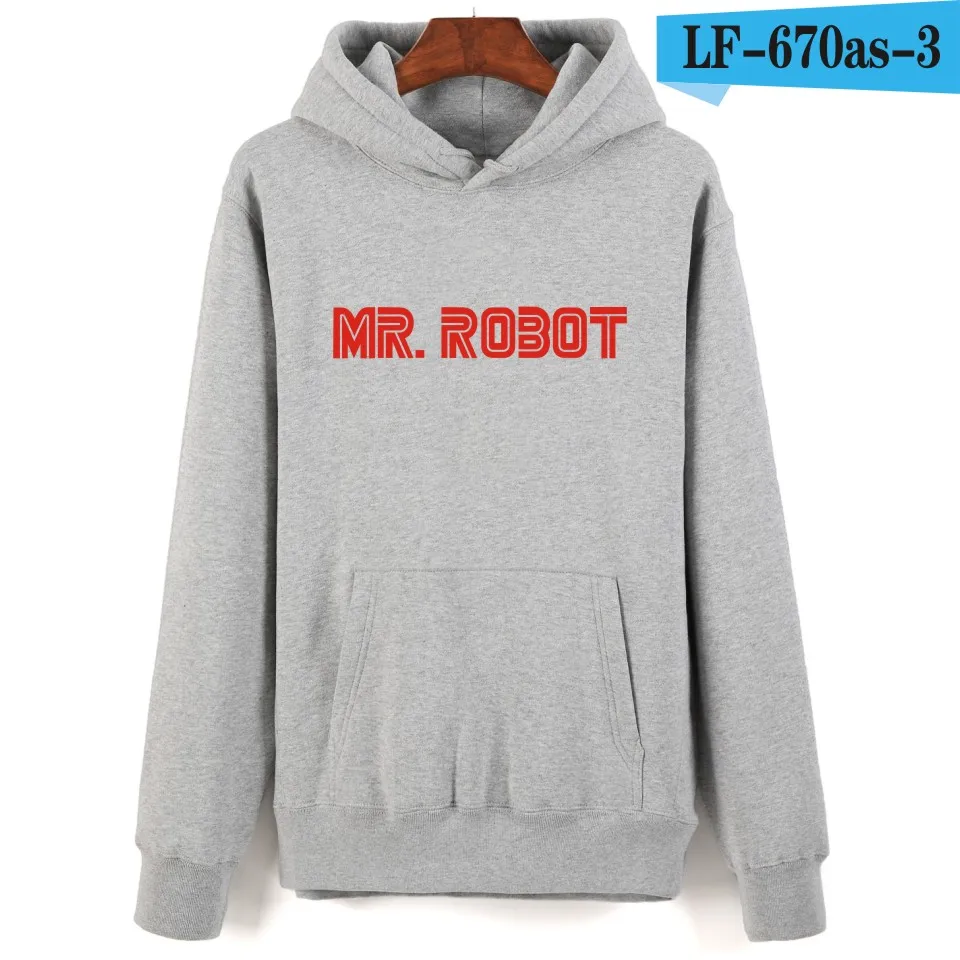 gray LUCKYFRIDAYF мистер робот с капюшоном Мужские толстовки и свитшоты американский популярный драма мультфильм печати толстовки для мужчин хип хоп забавная одежда - Цвет: gray