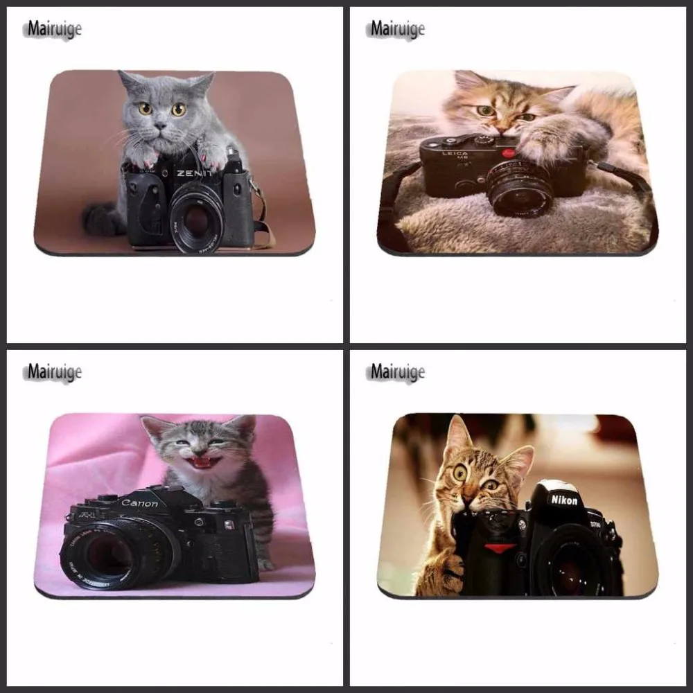 

High quality beautiful Lovly Ray Cat With Camera Mouse Pad Rubber Cool Non-Skid Desk Aming Mouse Pad Customized Rectangle pads