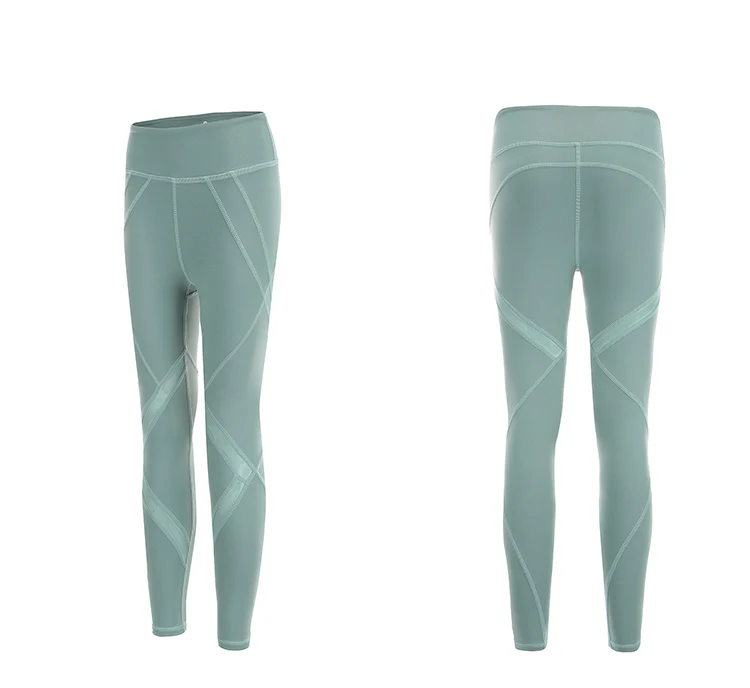 High Quality Quick Dry Mesh Net Yoga Pants Black High Waist Elastic Fitness Slim Sport Pants Gym Leggings For Women Trousers