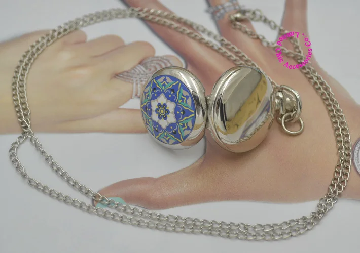 

wholesale buyer price good quality silver mirror sketch drawing blue vintage star flower pocket watch necklace hour antibrittle
